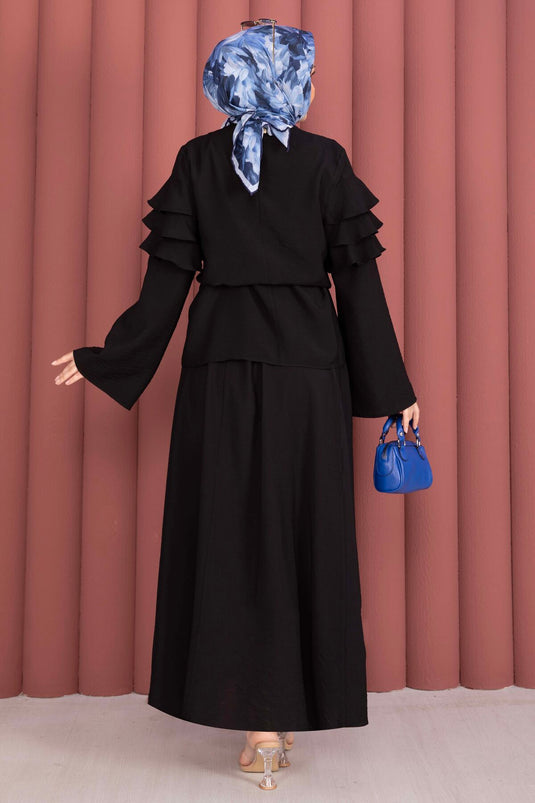 Kat Kat Ruffled Skirt Set Black