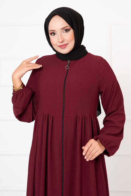 Kat Kat Kolları Lastikli Ferace Bordo