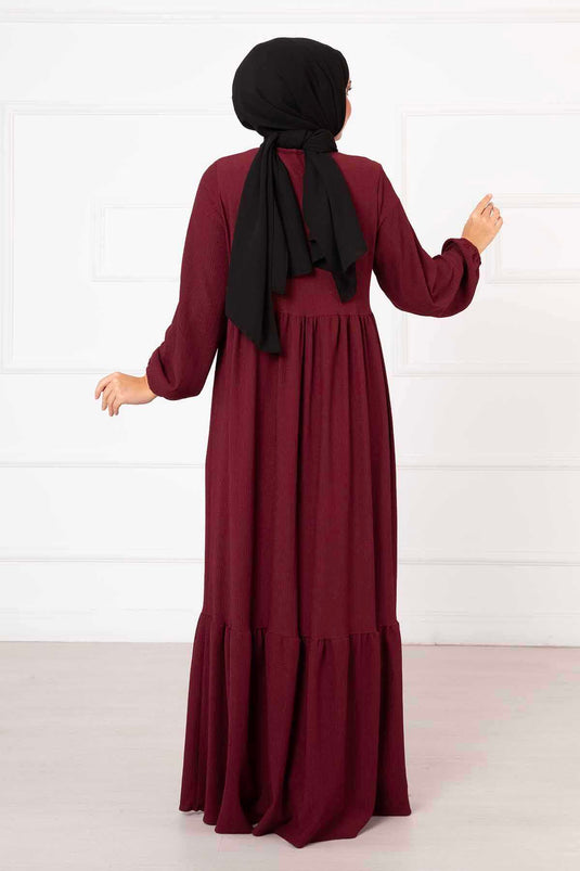 Burgundy Elastic Cuffed Ferace with Layered Sleeves