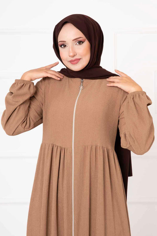 Kat Kat Kolları Lastikli Ferace Camel