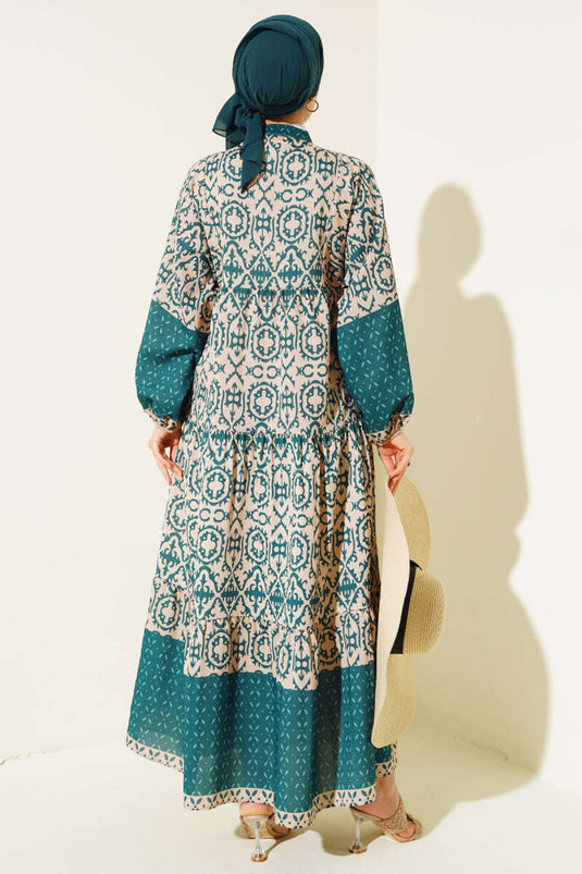 Robe superposée à demi-bouton Émeraude