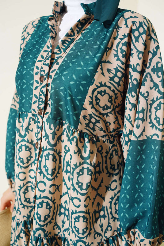 Robe superposée à demi-bouton Émeraude