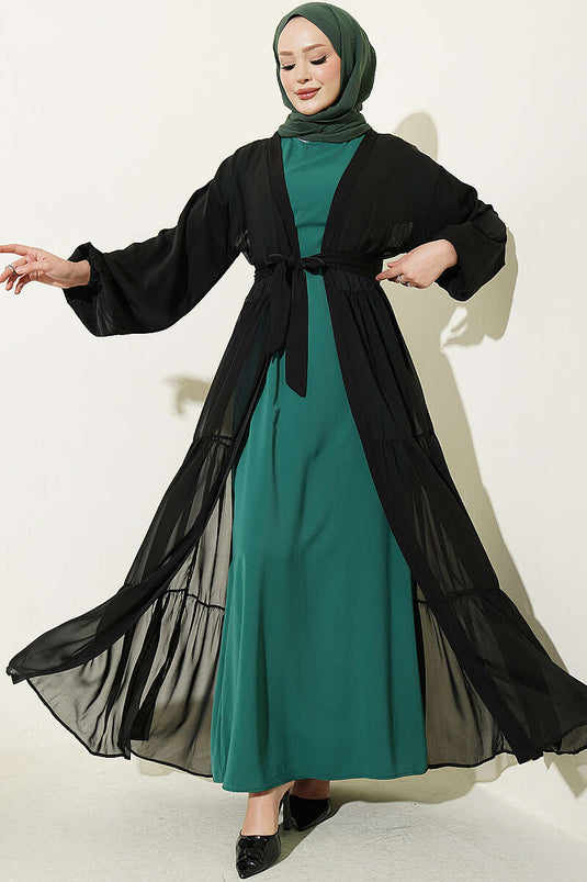 Ensemble De Robe Émeraude À Plusieurs Couches