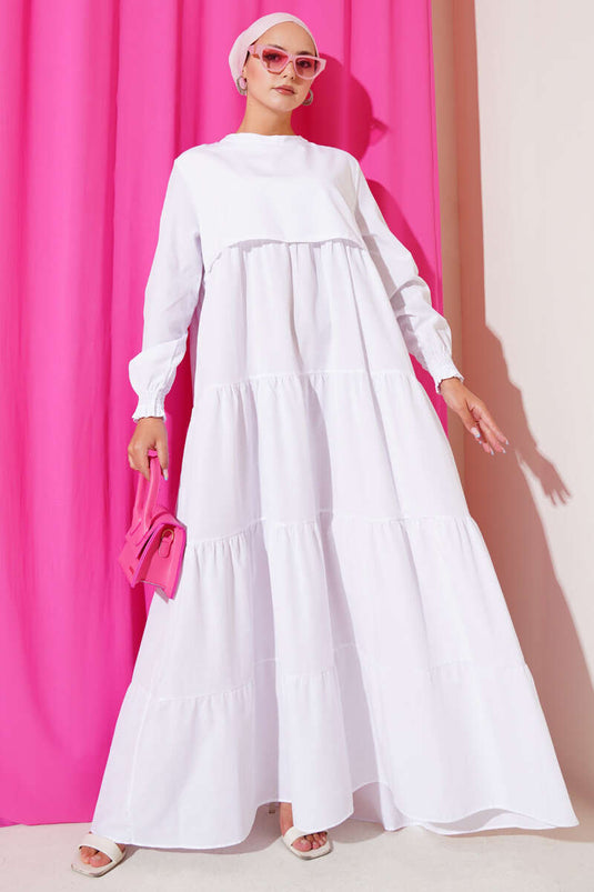 Abito modello a strati bianco