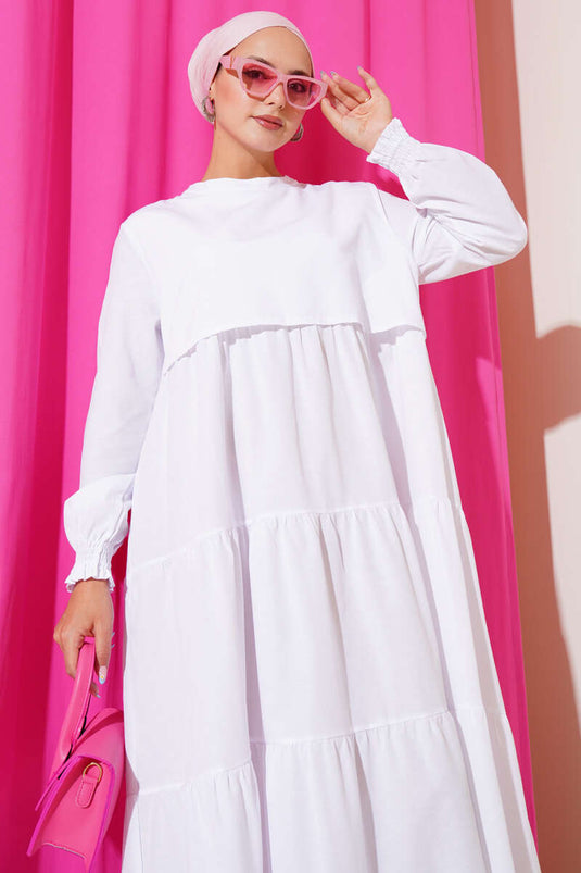 Abito modello a strati bianco