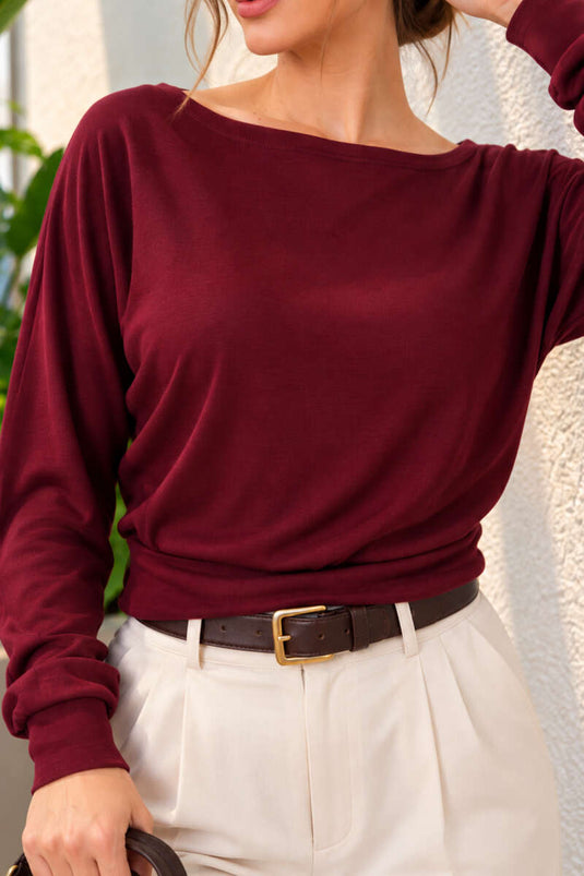 Basic Bluse Mit Boothals In Mauve
