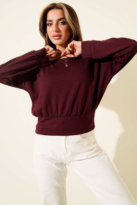 Blouse à col bateau Loyşa Bordeaux