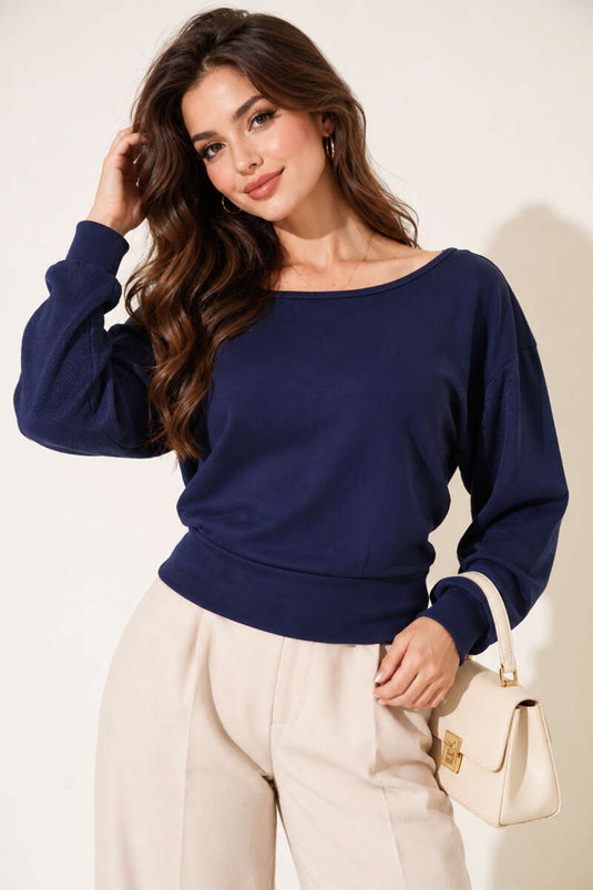 Loysha Bluse Mit Rundhalsausschnitt Marineblau