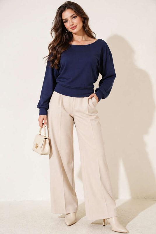Loysha Bluse Mit Rundhalsausschnitt Marineblau