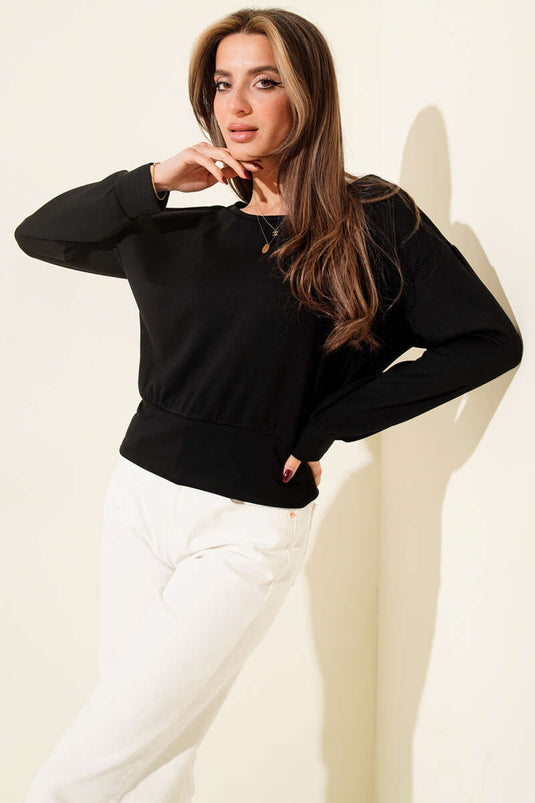 Boat Neck Loysha Blouse Black