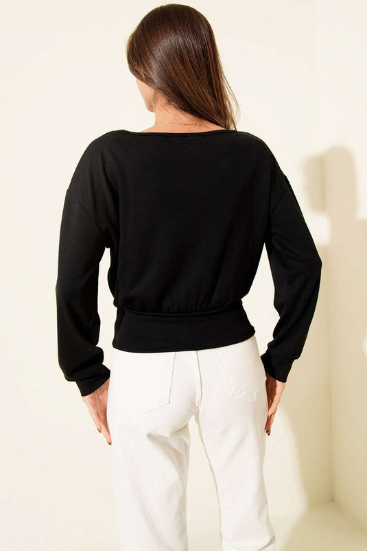 Boat Neck Loysha Blouse Black