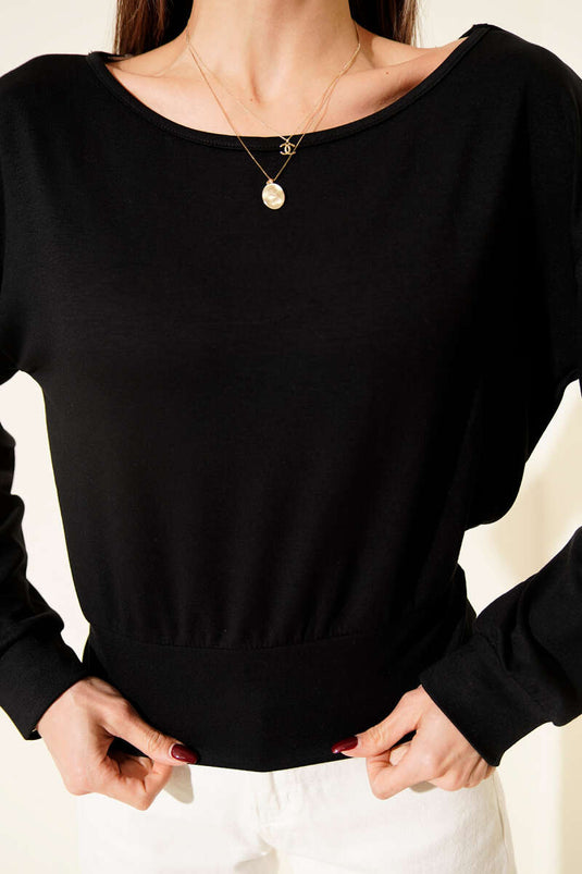 Boat Neck Loysha Blouse Black