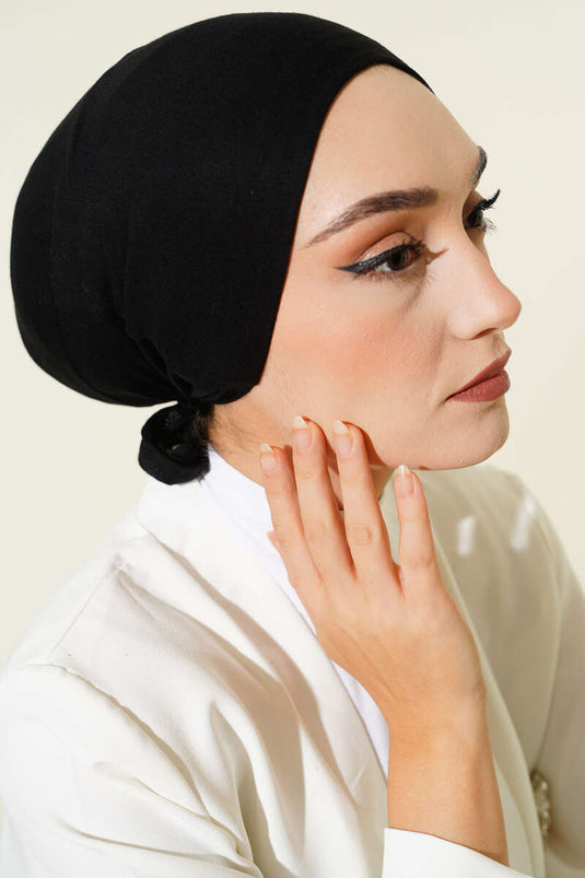 Non-slip Silicone Tied Underscarf Black