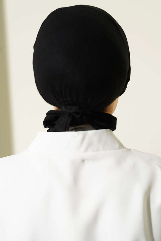 Non-slip Silicone Tied Underscarf Black