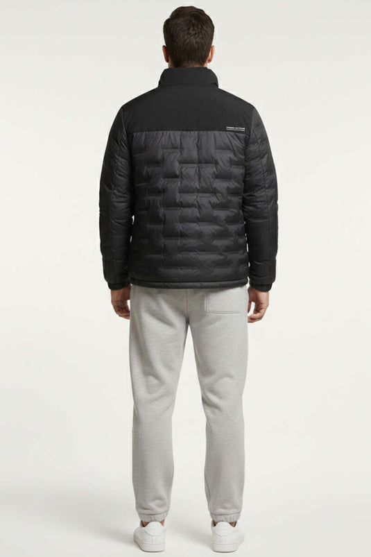 Men's Jacket with Goose Feather and Zipper Black