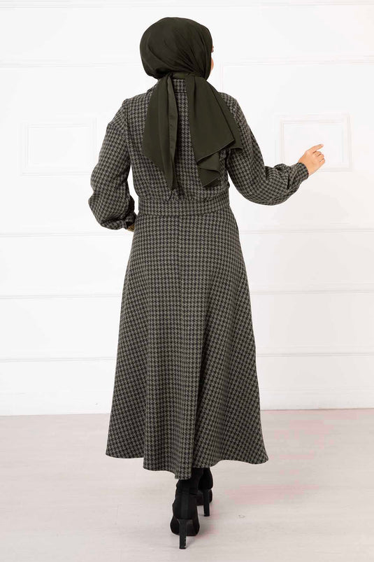 Crop-Rock-Set mit Hahnentrittmuster Khaki