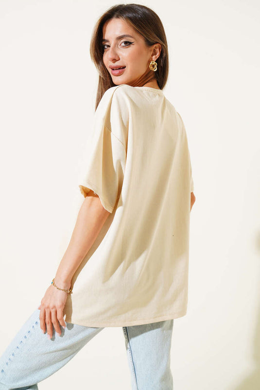 Goat Printed T-shirt Beige