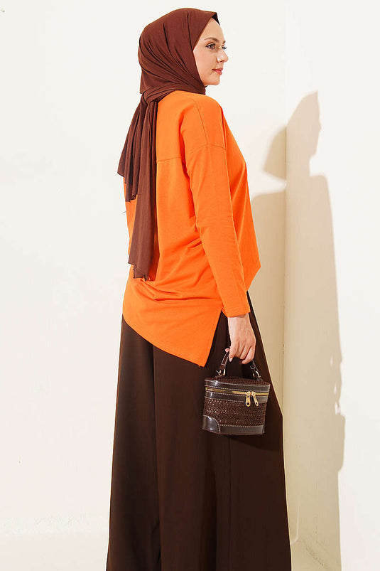 Orange Cat Print Tunic
