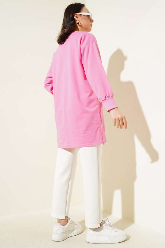 Tunique rose à imprimé papillons et deux fils