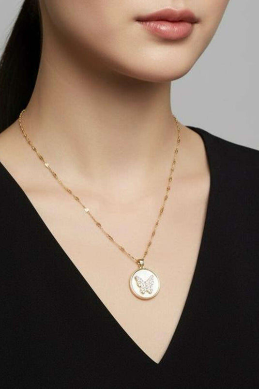 Butterfly Pattern Chain Necklace Gold