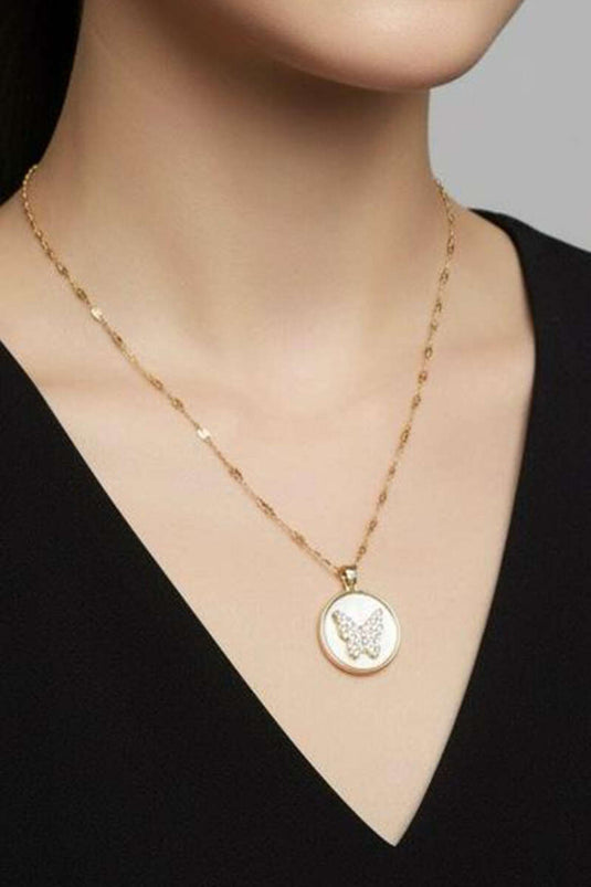 Butterfly Pattern Chain Necklace Gold