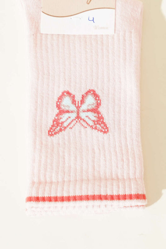 Kousen met vlinderdetail voor dames, roze