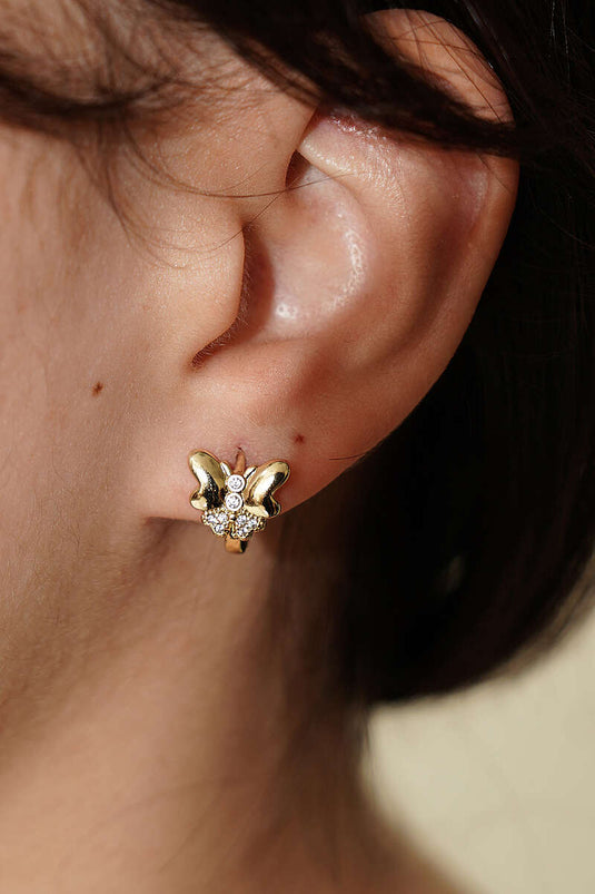 Kelebek Mini Jeweled Earrings Gold