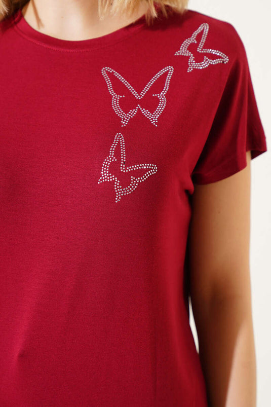 T-shirt Butterfly Stone bordeaux