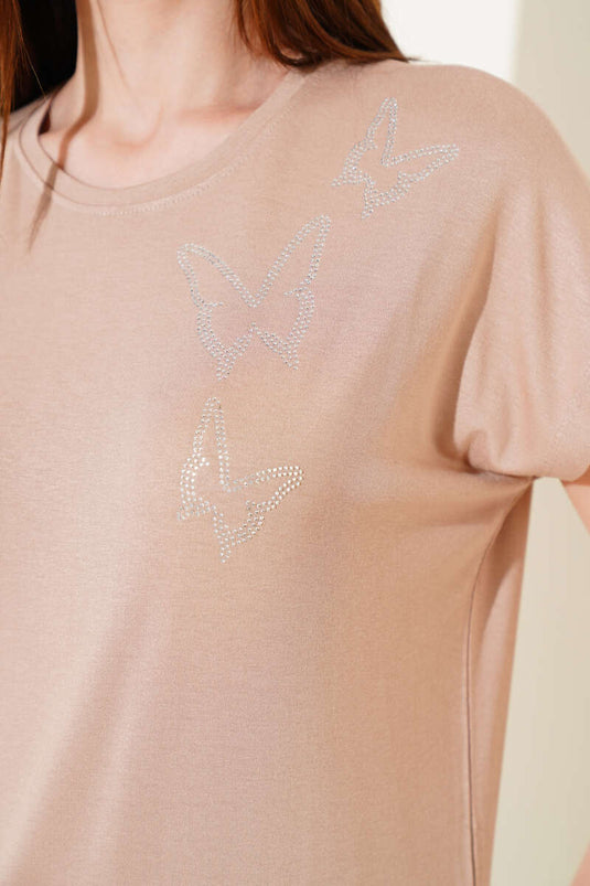 Butterfly Stone T-shirt Kameel