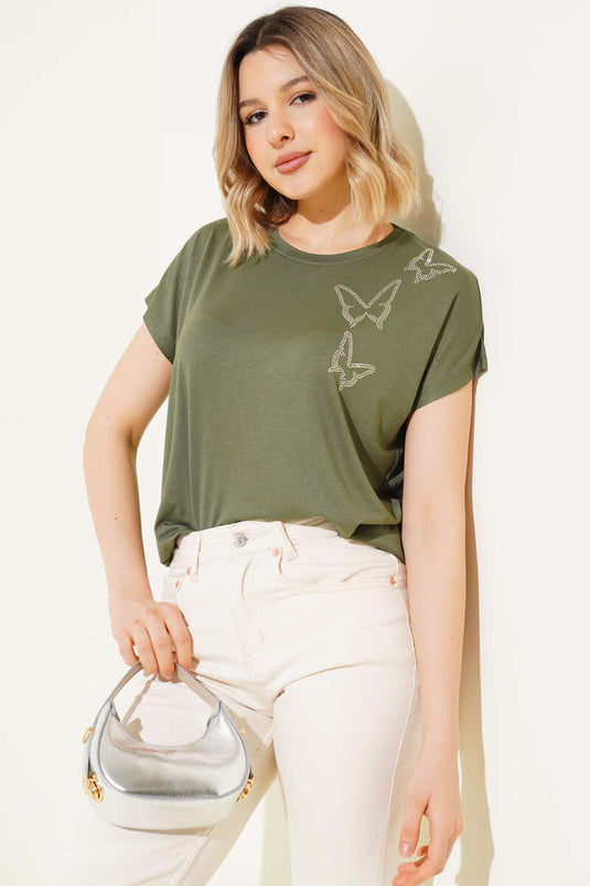 T-shirt Butterfly Stone kaki