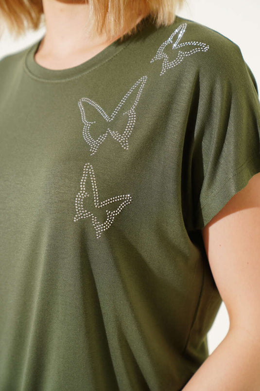 T-shirt Butterfly Stone kaki