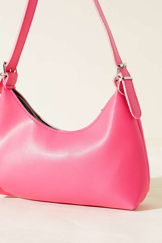 Belt Strap Baguette Bag in Fusya