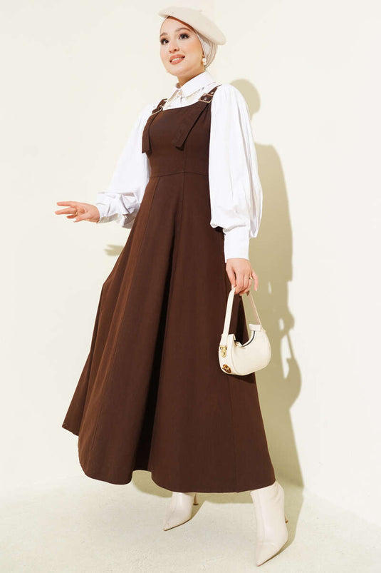 Gilet con cintura marrone