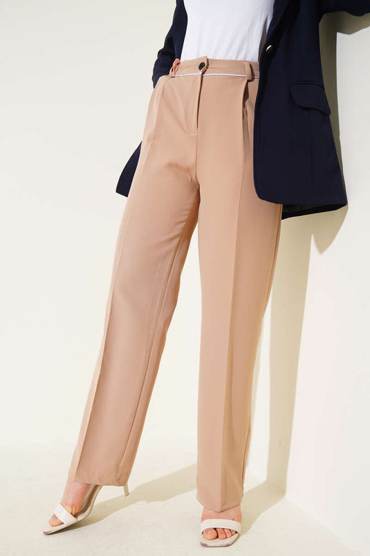 Kemer Biyeli Kumaş Pantolon Latte