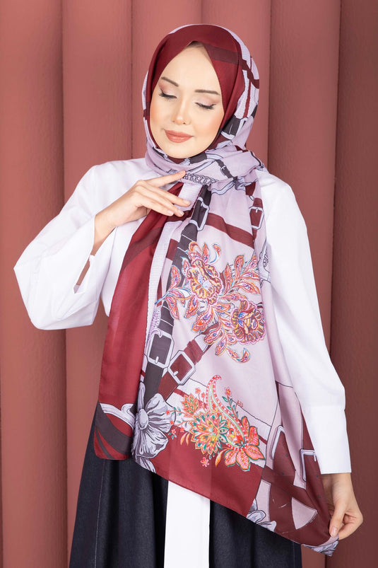 Belt Pattern Premium Shawl Series Burgundy