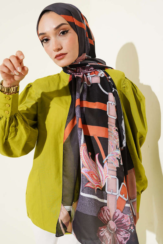 Kemer Desenli Soft Şal Antrasit