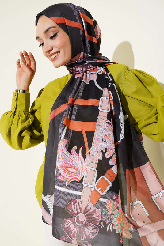 Belt Patterned Soft Scarf Anthracite