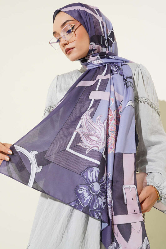 Belt Patterned Soft Scarf Lilac