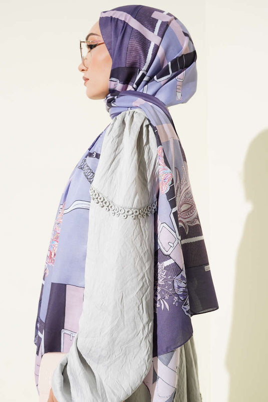 Belt Patterned Soft Scarf Lilac