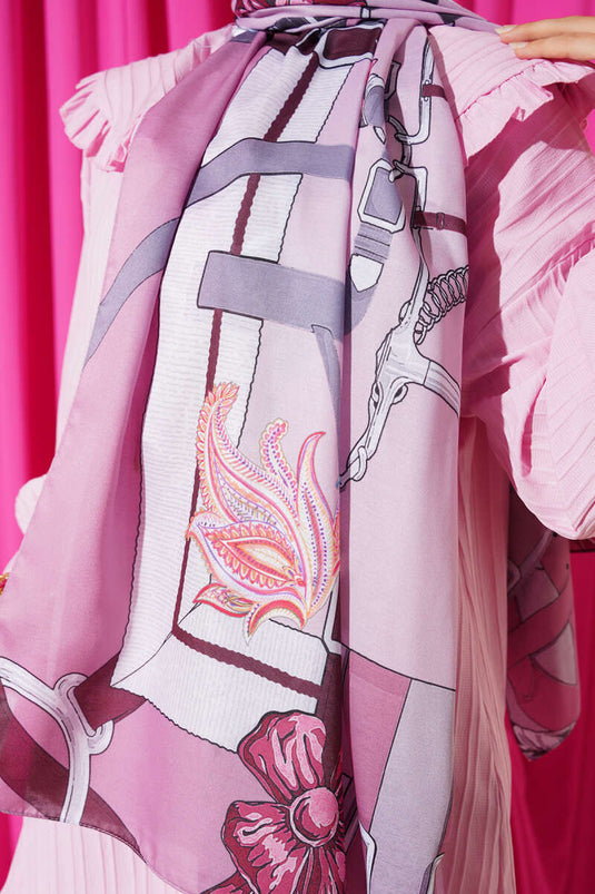 Kemer Desenli Soft Şal Pudra