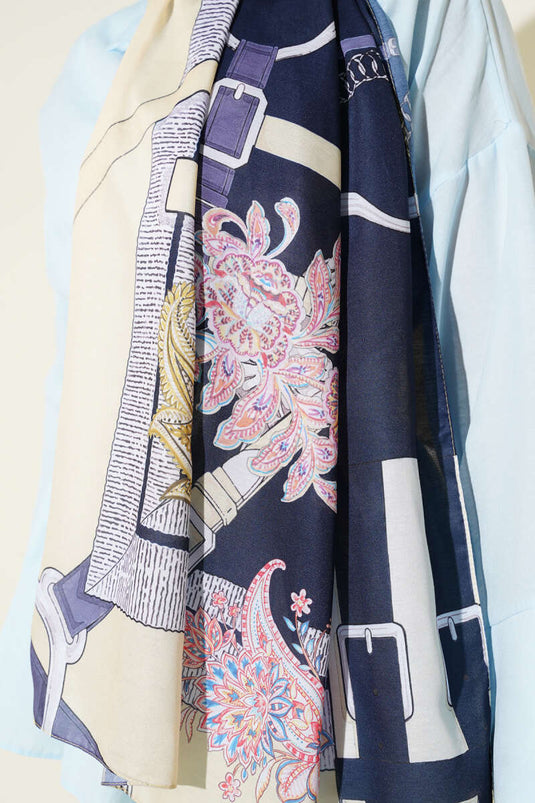 Sciarpa morbida con motivo a cintura gialla