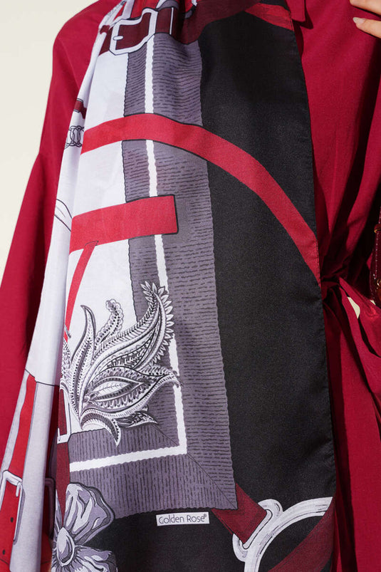 Sciarpa morbida con motivo a cintura e pietre nere