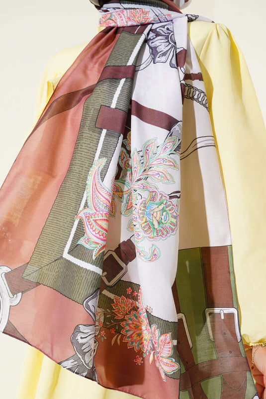 Cintura con motivo sciarpa morbida caffè morbido