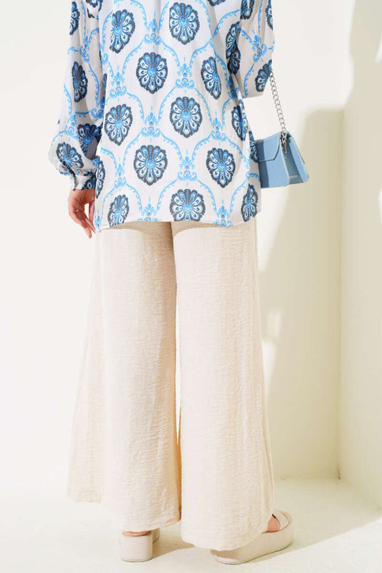 Riem gedetailleerde klokkende broek beige