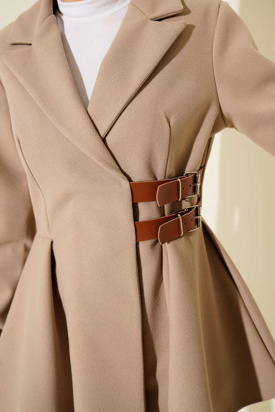 Belt Detail Cashmere Jacket, Beige