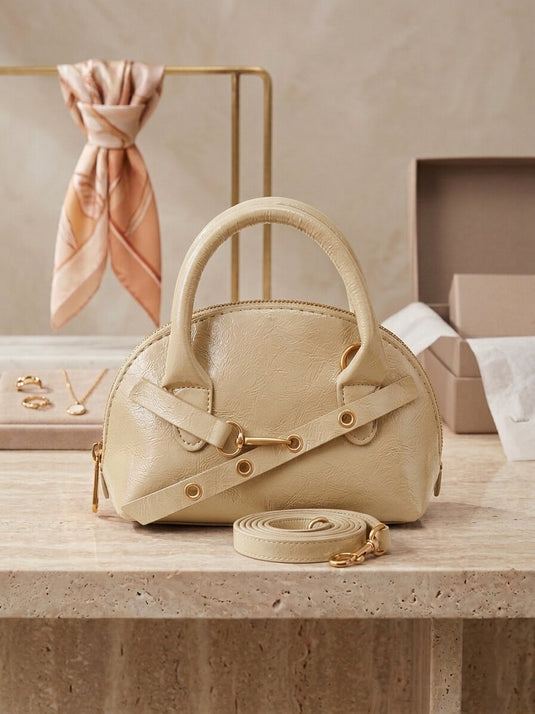 Beige Schultertasche Mit Gürtel