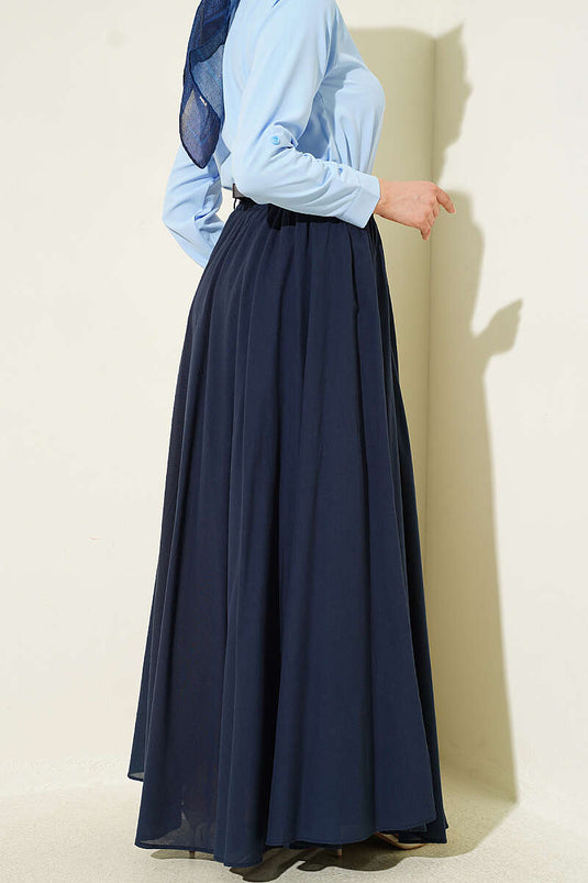 Gonna Di Tulle Blu Navy Con Cintura Elastica E Cinturino