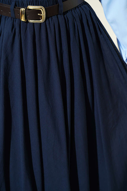 Gonna Di Tulle Blu Navy Con Cintura Elastica E Cintura