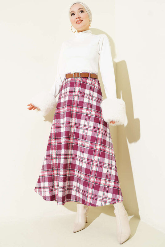 Gonna Scuba a Quadretti con Cintura Bordo