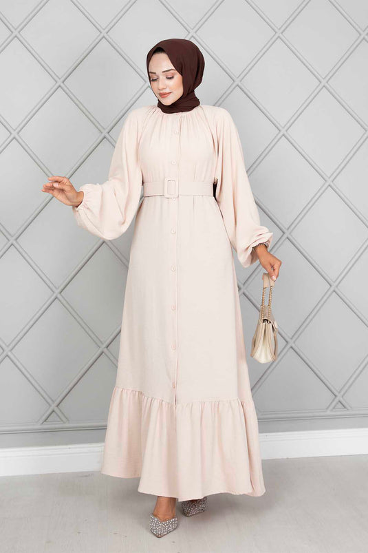 كريم فستان الحجاب بحزام Aerobin